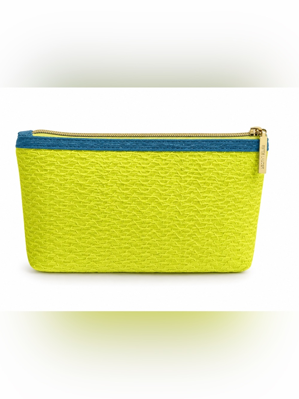 Estee Lauder Neon Yellow/ Blue Print Cosmetic Bag
